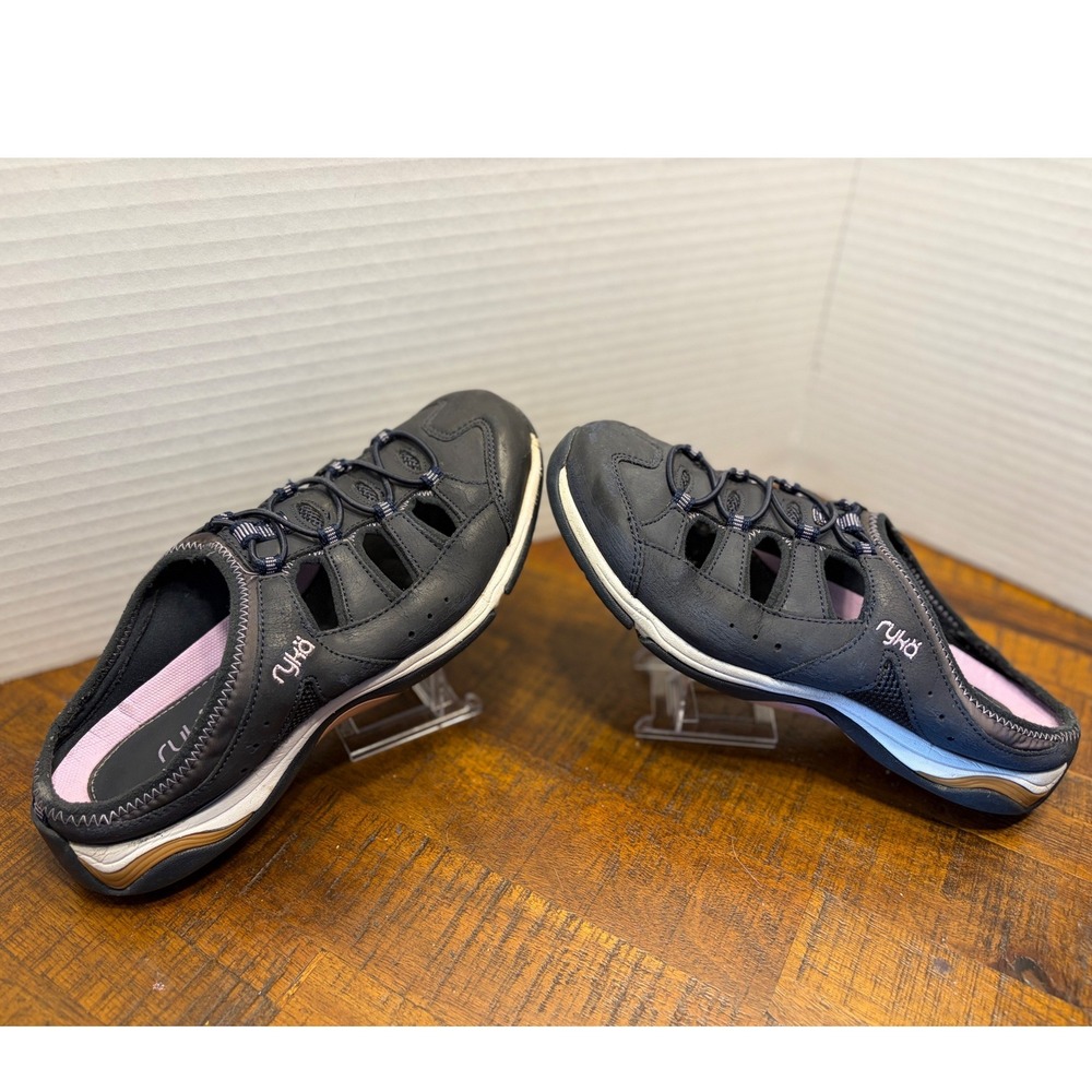 Ryka Black and Pink Slip-On Clog Sneakers